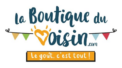 le logo de la boutique du voisin, avec le V orange en forme de coeur, des petits drapeaux de couleur, et le slogan : le goût, c'est tout